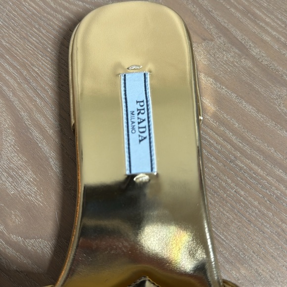 Pre-loved Prada Gold Studded Flats - Picture 9 of 13